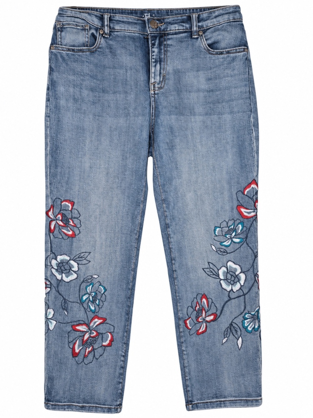 Style & Co Boyfriend Embroidered Straight-Leg Women's Jeans - Blue Sz 12 - Picture 2 of 5